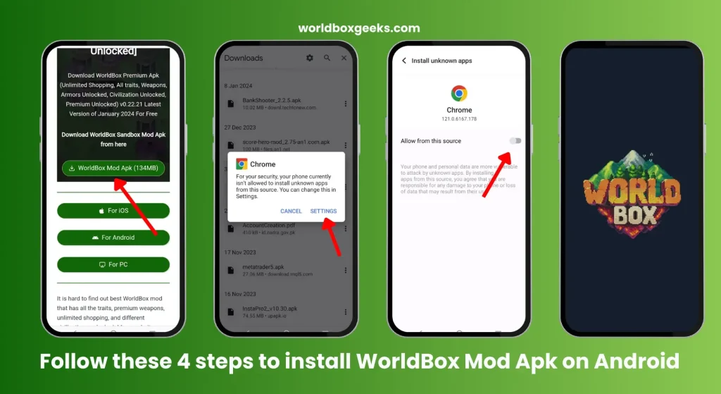 Installation Guide of WorldBox Mod Apk